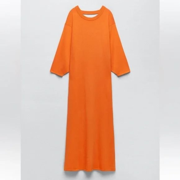 ZARA OPEN BACK LONG KNIT DRESS - Picture 5 of 8